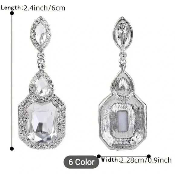 Purple CZ Silver Rinestone Mob Wife Dangling Chic Prom Wedding - Picture 3 of 3